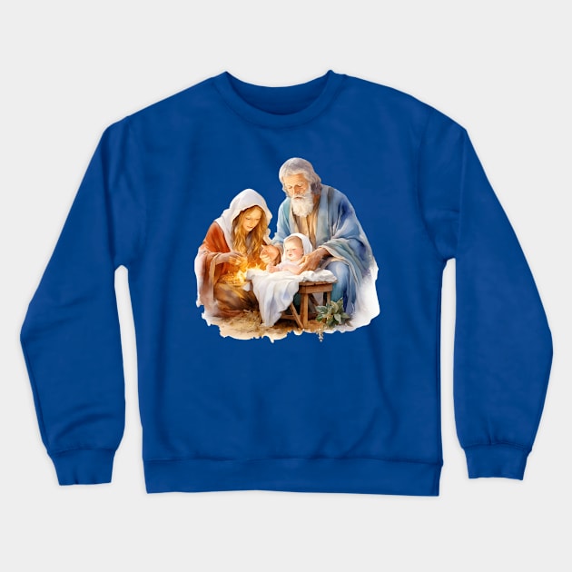 Watercolor Nativity Scene Crewneck Sweatshirt by nomanians